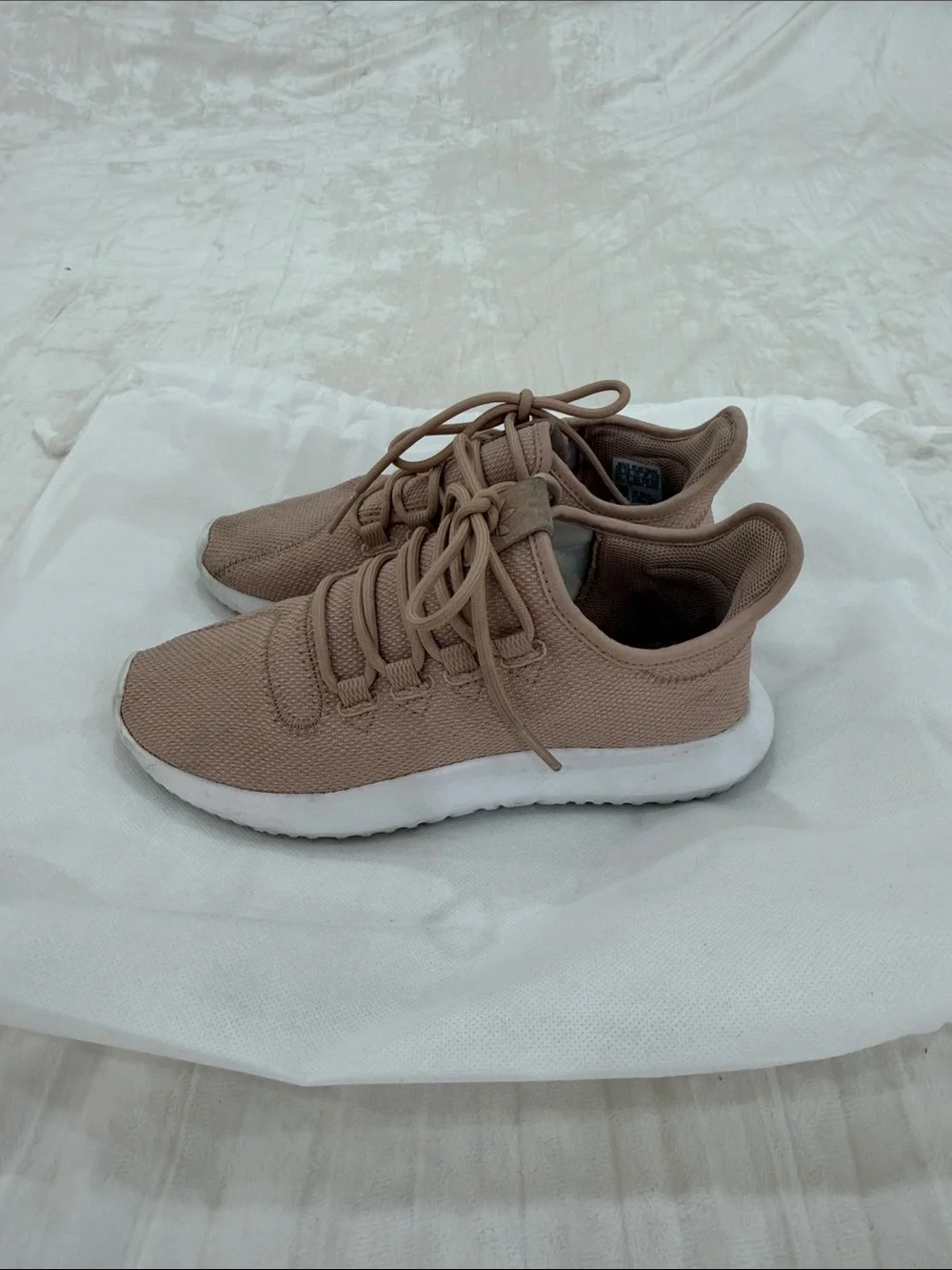 adidas Women’s Knit Sneakers in Taupe with White Soles
